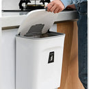 Lixeira suspensa de 9 litros com tampa, suporte e alça adesiva