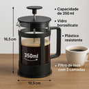 Cafeteira francesa para cappuccino, em vidro e plástico